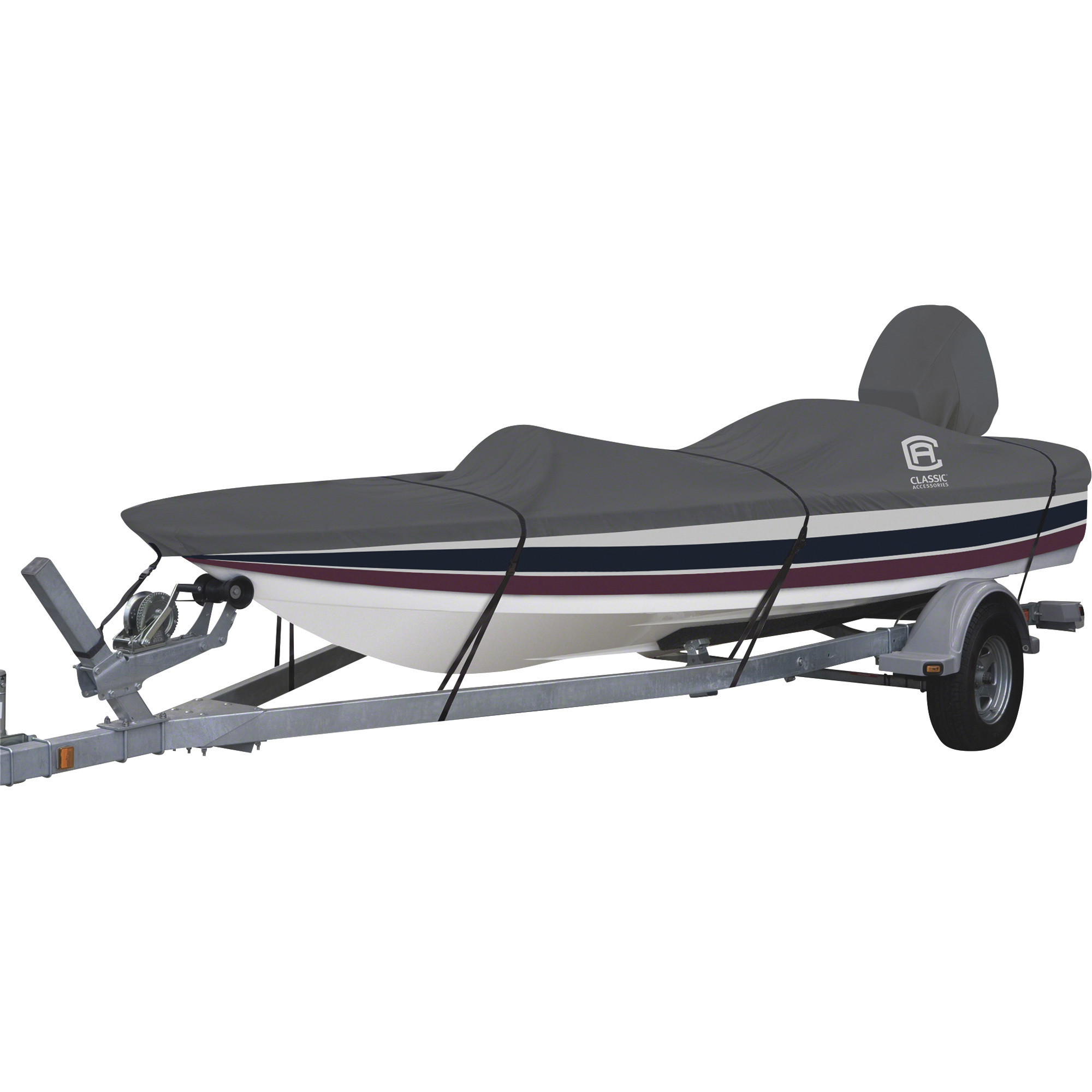 Classic Accessories StormPro Trailerable Boat Cover, Fits  16ft.6in.L to 17ft.6in.L x 85in.W Outboard Ski Boats, Model# 20-390-100801-RT